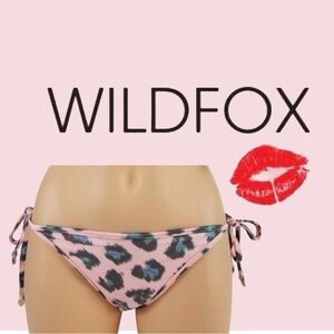 WILDFOX Pink Cheetah Side Tie Bikini Bottoms
